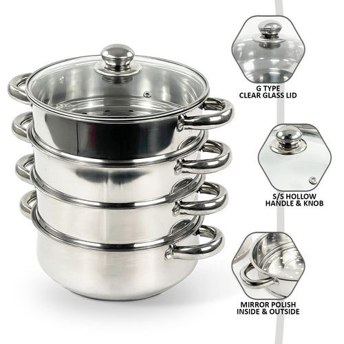 Steel induction hob steamer - steel,
