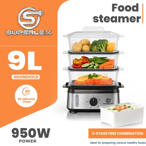 Superlex tier food steamer - 3-tier,