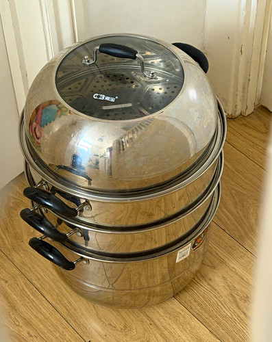 Stainless steel tier steamer - stainless, 3-tier